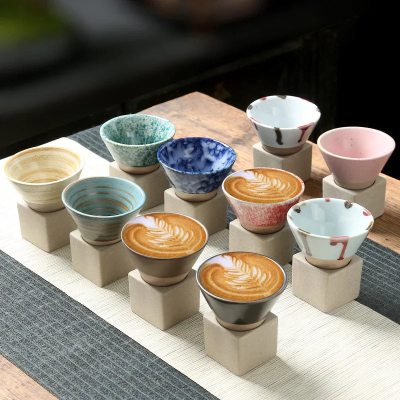 Mug à café en céramique triangulaire rétro, style japonais, fait main
