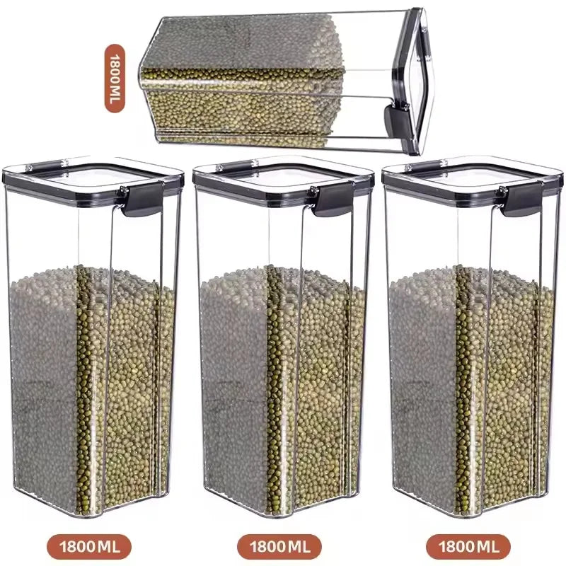 Lot de boîtes de rangement hermétiques pour cuisine, bocaux scellés pour céréales, conteneurs à épices empilables pour tiroir