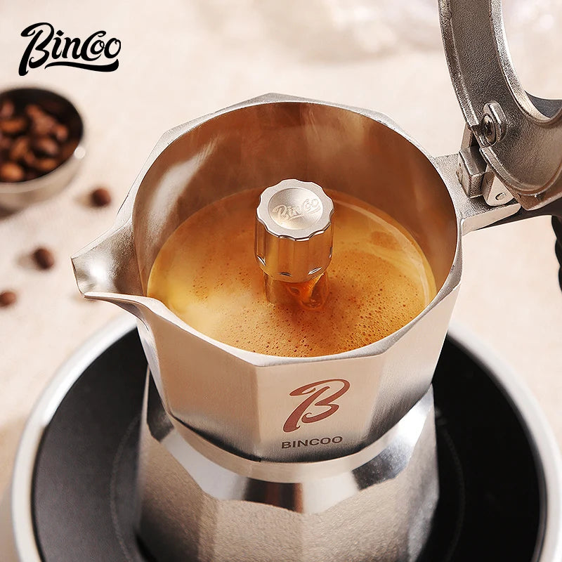 Bincoo Cafetière Mocha à Trois Valves en Acier Inoxydable 316, à Pression Concentrée
