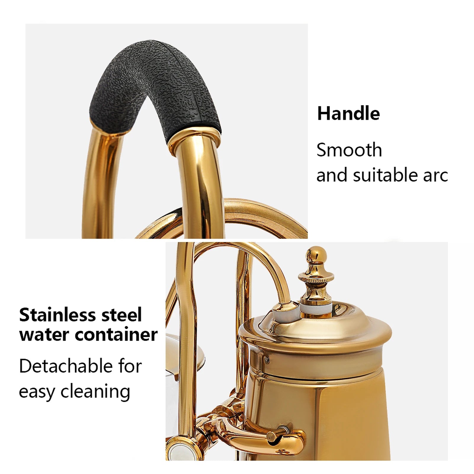 Lot de 400 ml de cafetière à siphon dorée avec filtre intégré pour thé et café
