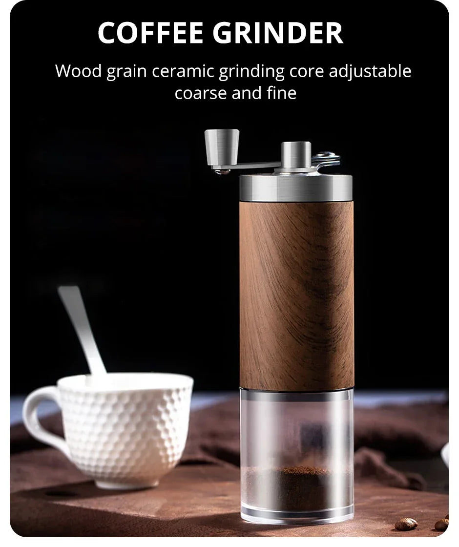 Moulin à café manuel portable vintage avec moulin à grains de café grain de bois