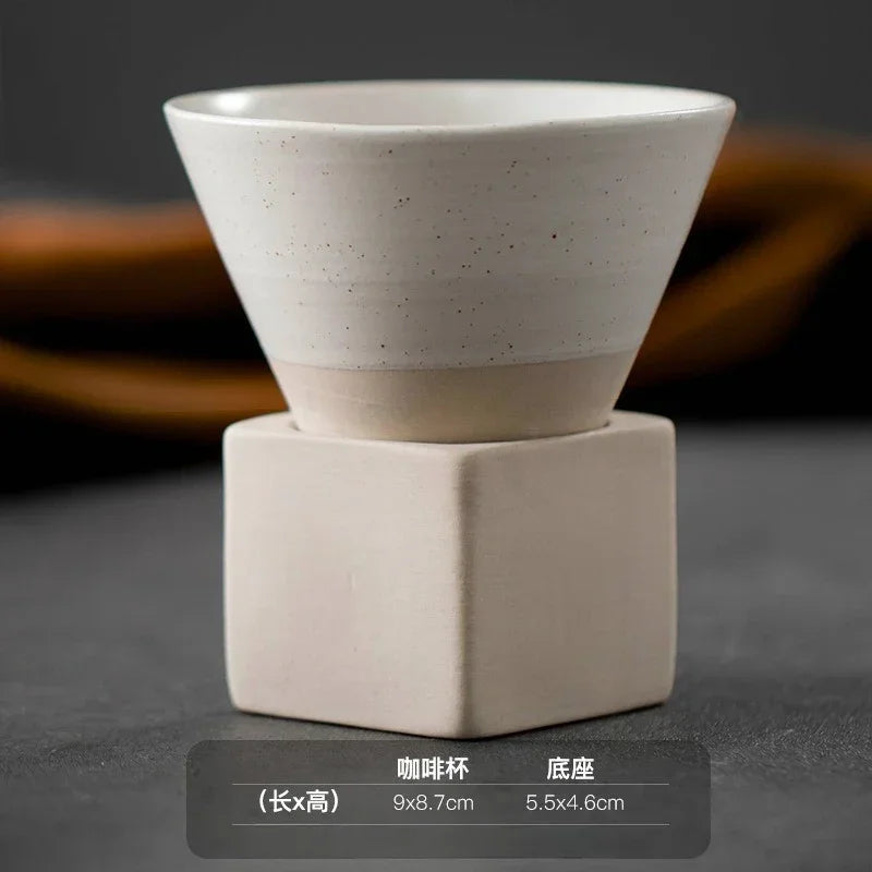 Mug à café en céramique triangulaire rétro, style japonais, fait main
