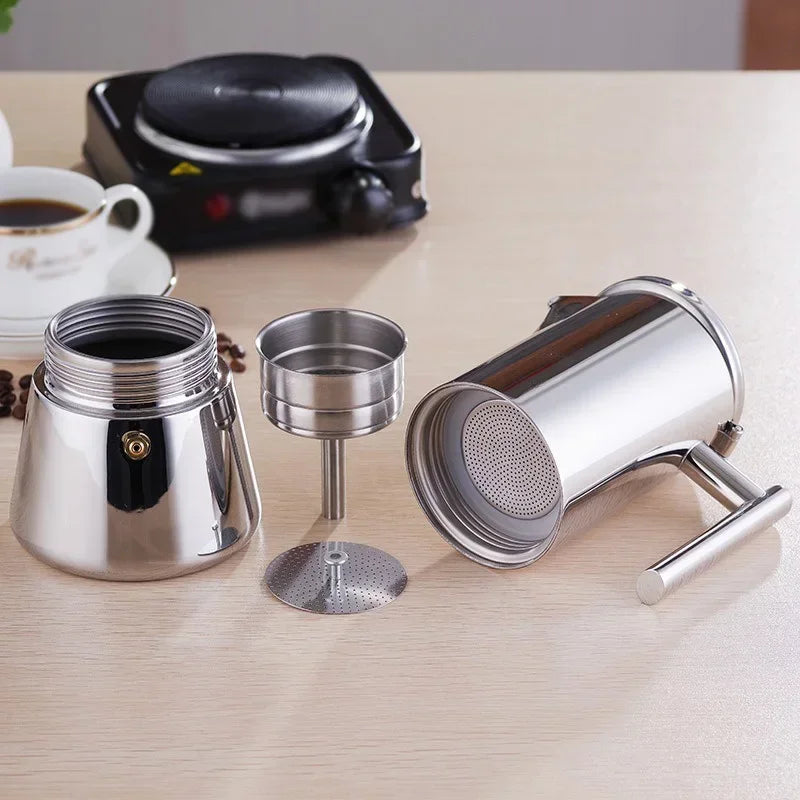Machine à expresso, cafetière Moka épaissie en acier inoxydable, café italien, cuisinière à gaz
