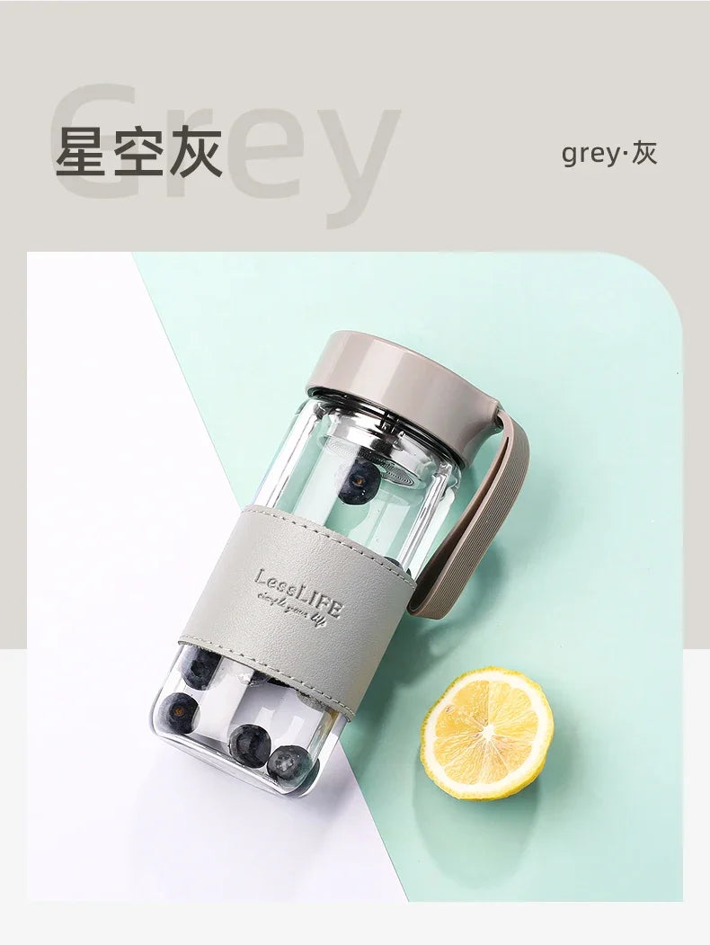 Bouteille d'eau en verre de style mode 480 ml avec infuseur à thé Bouteilles isothermes