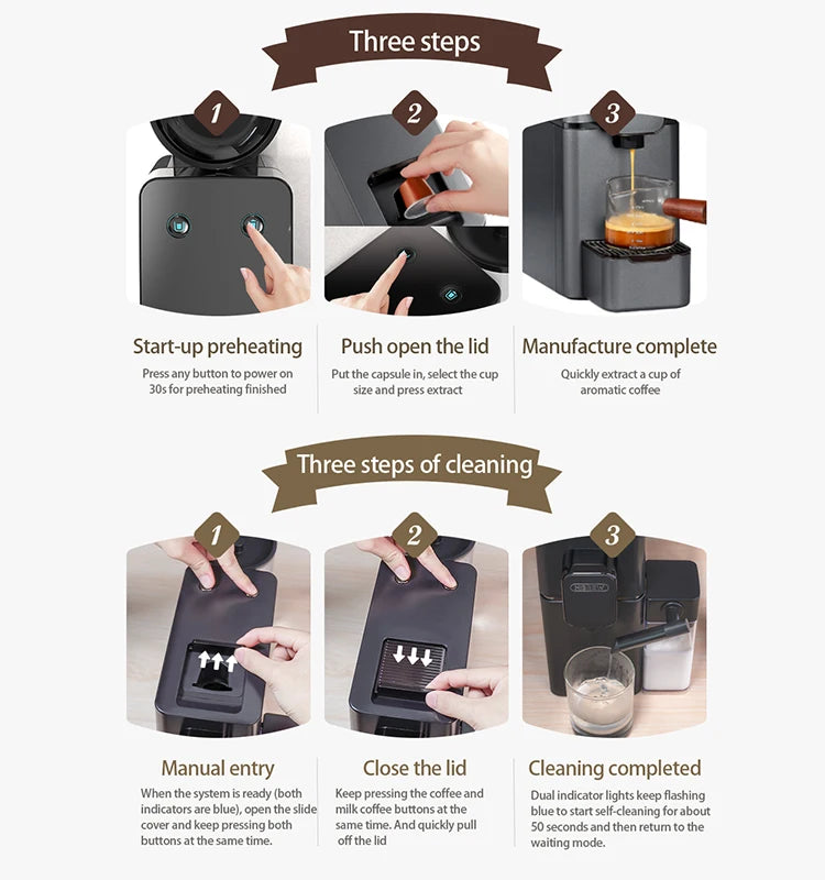 HiBREW  Capsule Coffee Machine Automatic Frothed Milk Cappuccino and Latte Espresso Coffee Maker H15