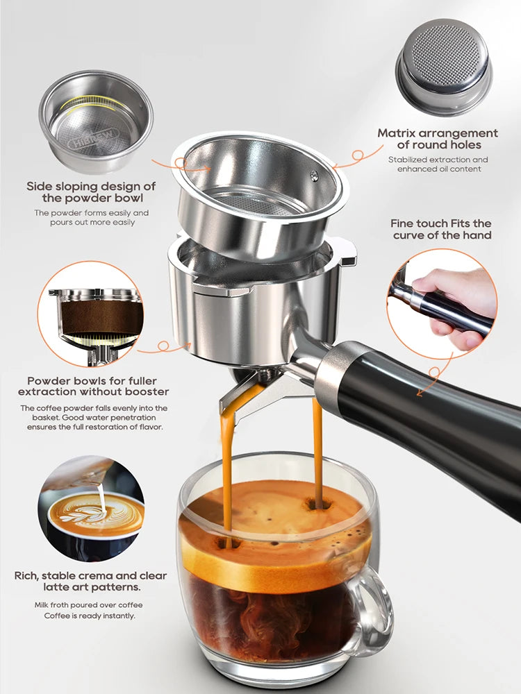 HiBREW 20Bar Semi Automatic Espresso Coffee Machine Temperature Adjustable Cold/Hot Super Slim Coffee Maker Cappuccino H10B