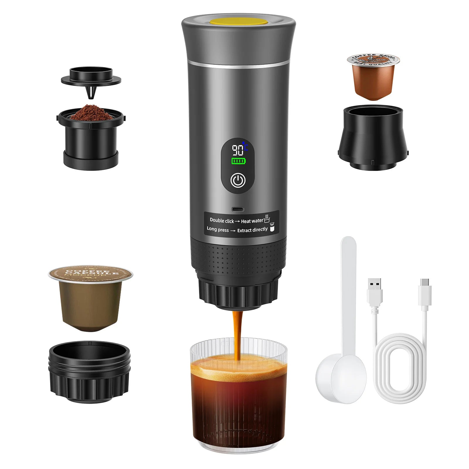 Machine à café expresso portable rechargeable 12 V pour le camping