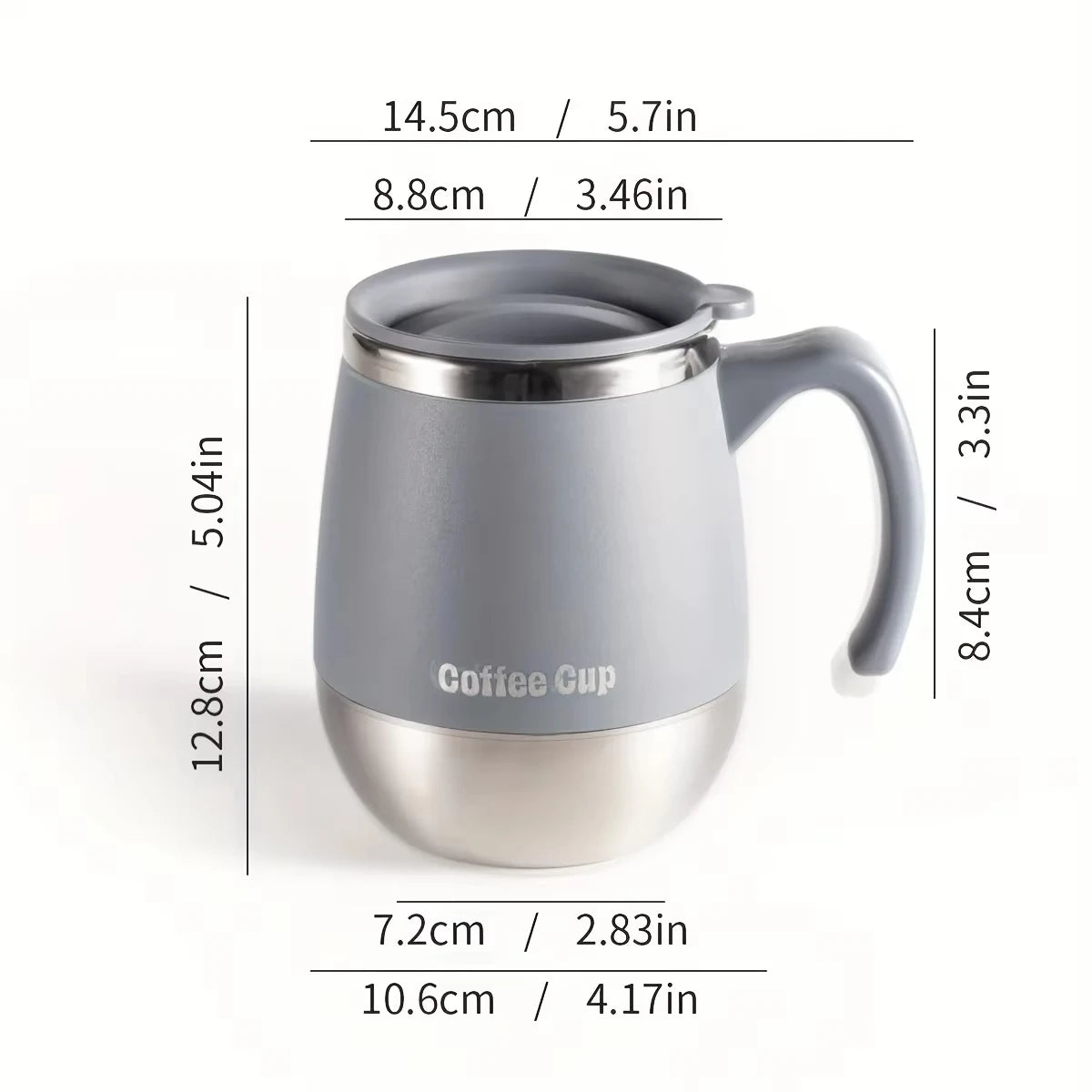 Tasse à café isotherme en acier inoxydable de 500 ml avec couvercle, double paroi sous vide