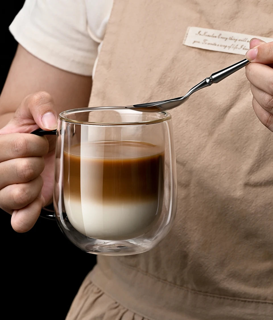 Tasse en verre à double paroi en verre borosilicate de 350-450 ml, résistante à la chaleur