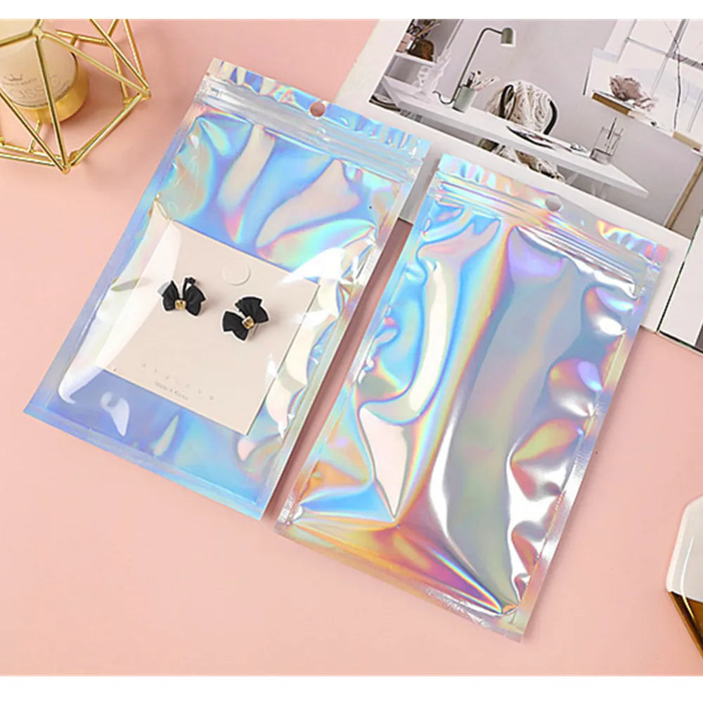 Sachets d'emballage refermables à fermeture éclair en plastique et aluminium, un côté transparent