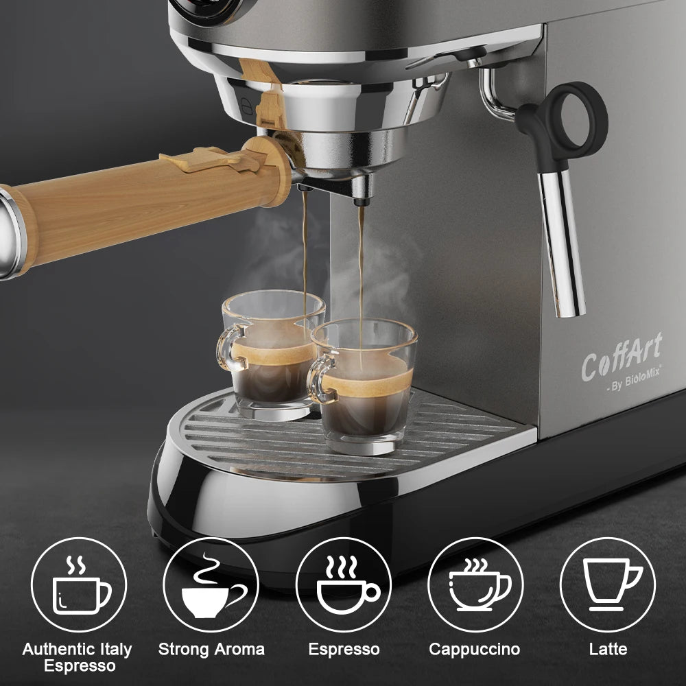 BioloMix Machine à café semi-automatique 20 bars avec buse vapeur pour le lait