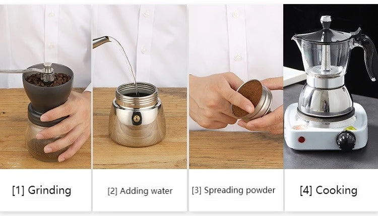 Cafetière Moka Classique en Acier Inoxydable, Cafetière Expresso 4/6 Tasses pour Cuisinière, Café Italien
