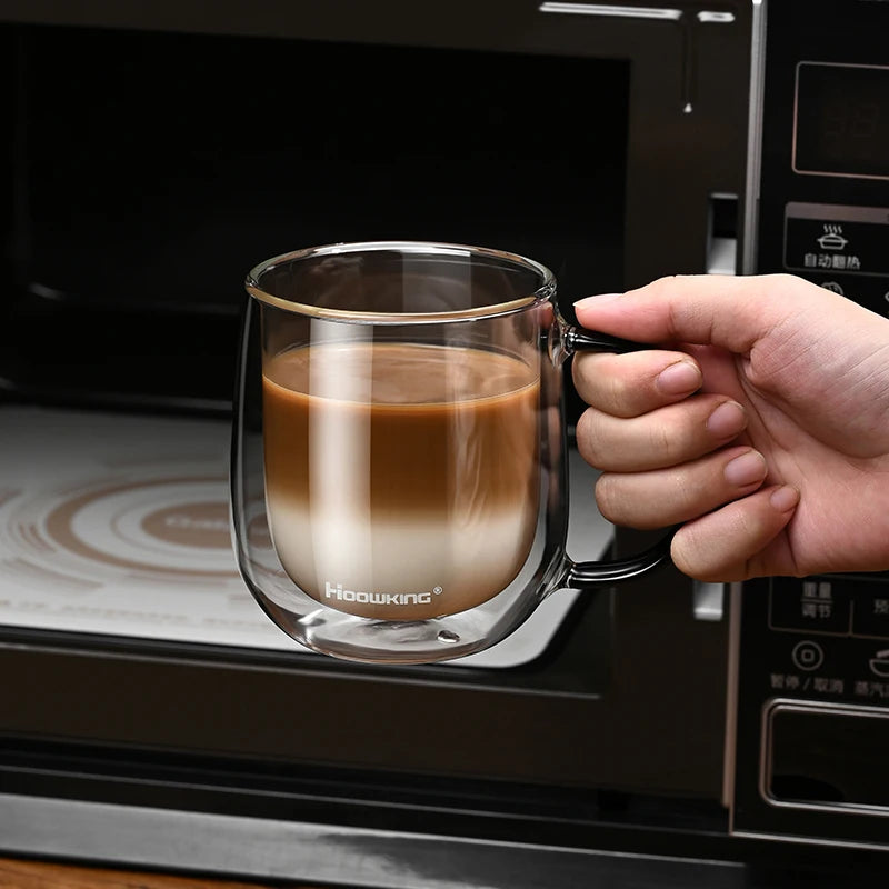Tasse en verre à double paroi en verre borosilicate de 350-450 ml, résistante à la chaleur