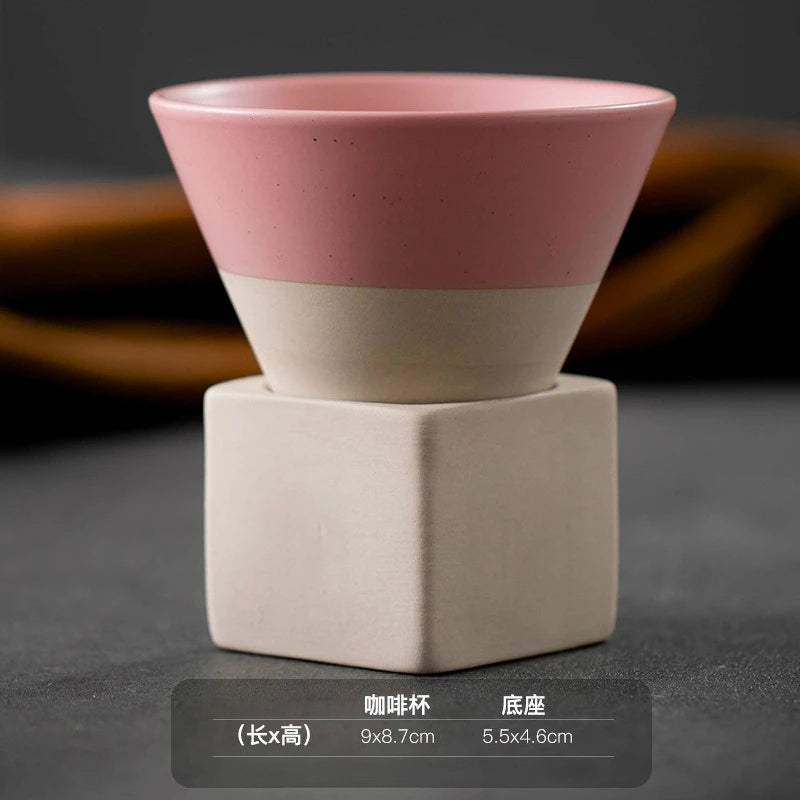 Mug à café en céramique triangulaire rétro, style japonais, fait main