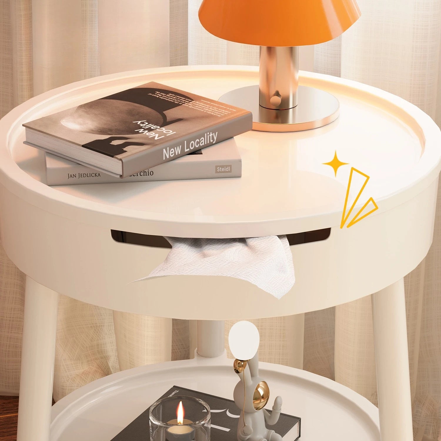 Tables basses rondes blanches Meubles créatifs et tendance Table de chevet minimaliste