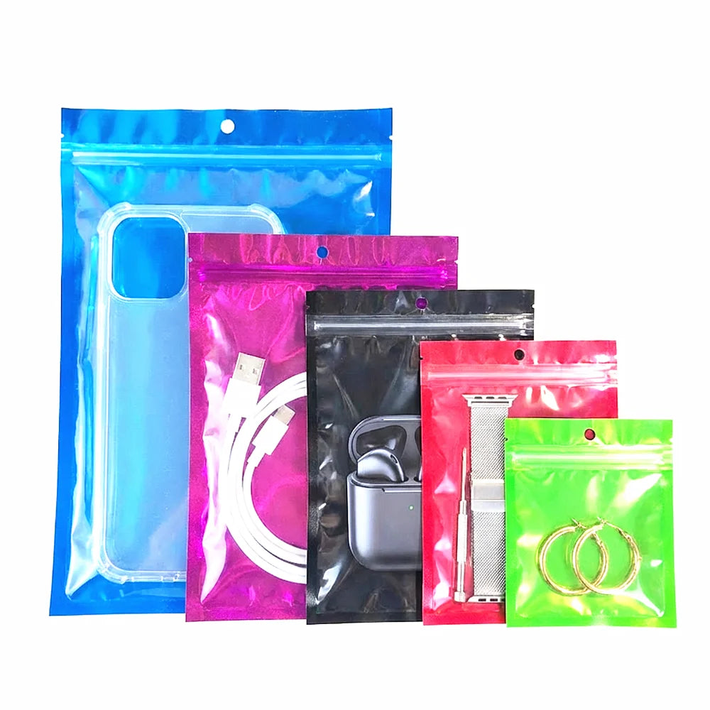 Sachets d'emballage refermables à fermeture éclair en plastique et aluminium, un côté transparent