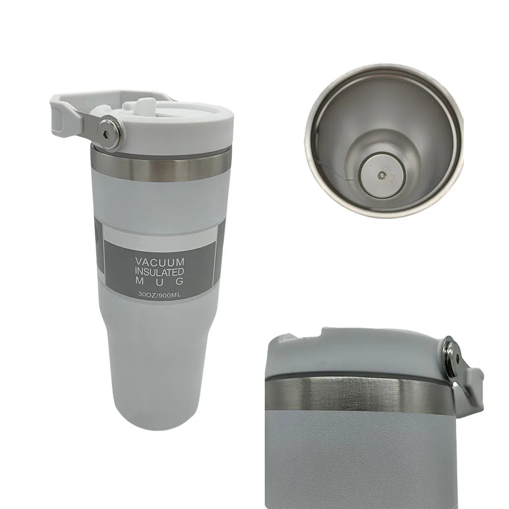 1 gourde isotherme avec couvercle en acier inoxydable, bouteille d'eau portable avec sac de transport