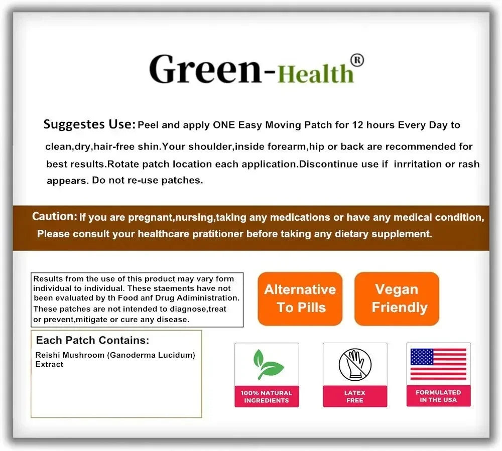 Patchs Transdermiques de Champignon Reishi Ganoderma Lucidum Humeur Sommeil