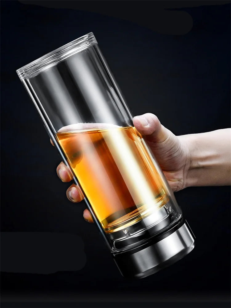 Bouteilles de thé en verre étanches avec infuseur Tasse à double paroi en acier inoxydable