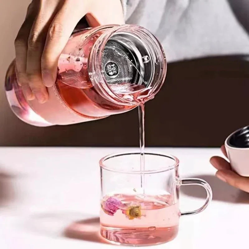 Bouteille d'eau en verre de style mode 480 ml avec infuseur à thé Bouteilles isothermes