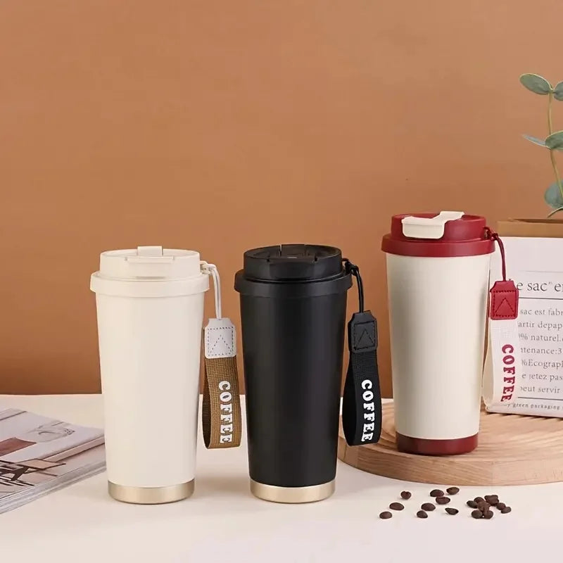 Tasse à café isotherme élégante en céramique, acier inoxydable à double paroi sous vide