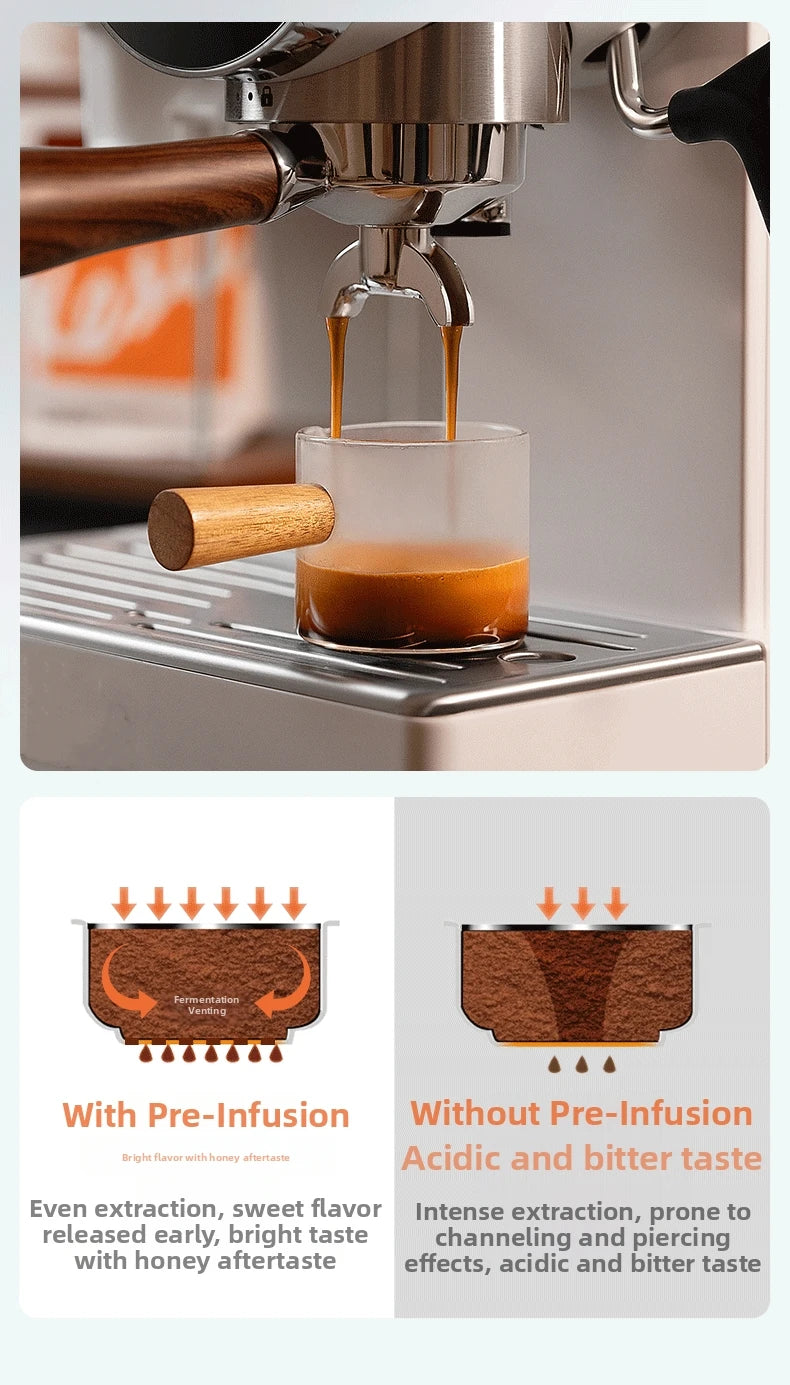 2-in-1 Coffee Machine with Grinder & Milk Frother - 15Bar Espresso Maker for Hot/Iced Coffee Grinding Degree Adjustment Office