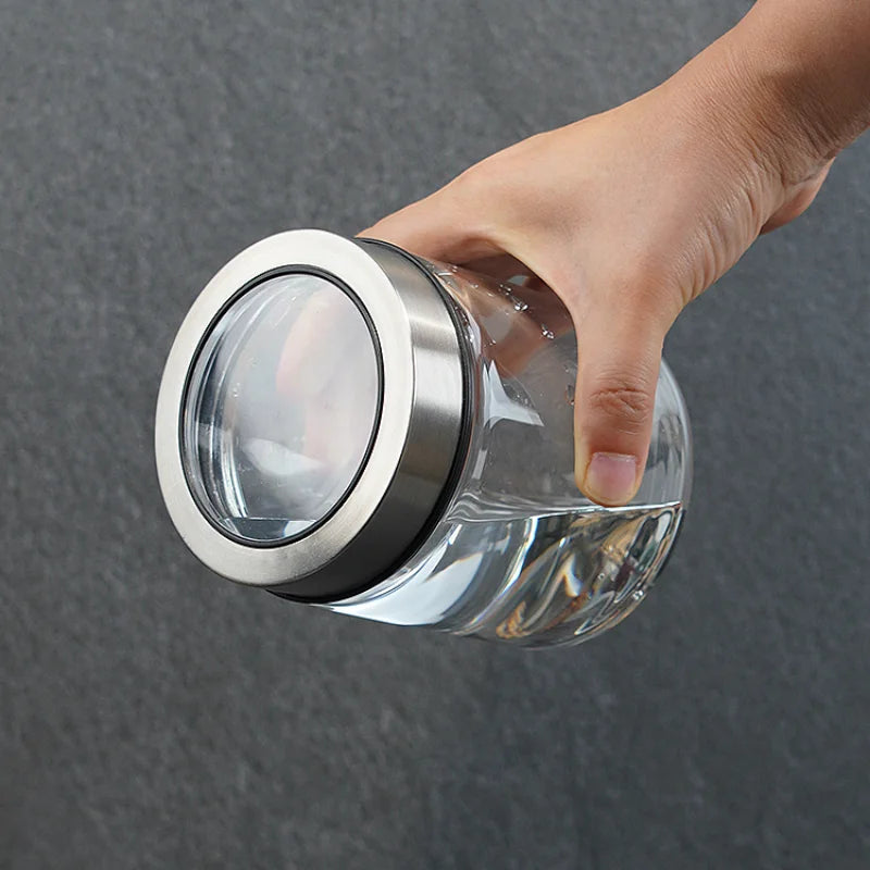Bocal de rangement en verre transparent européen Bouteille de rangement pour grains de thé et café de cuisine