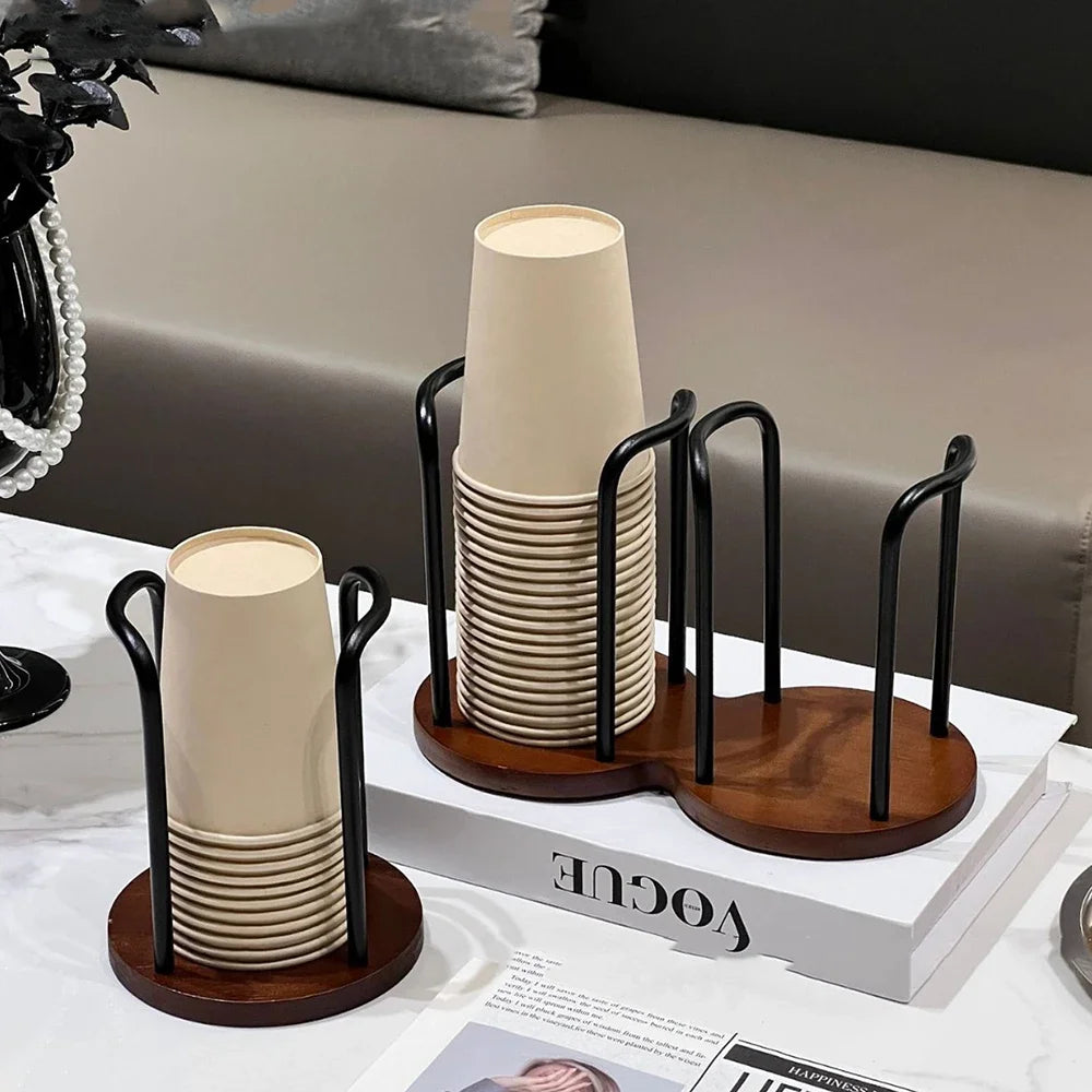 Distributeur de gobelets jetables en bois pour eau et thé, support de rangement