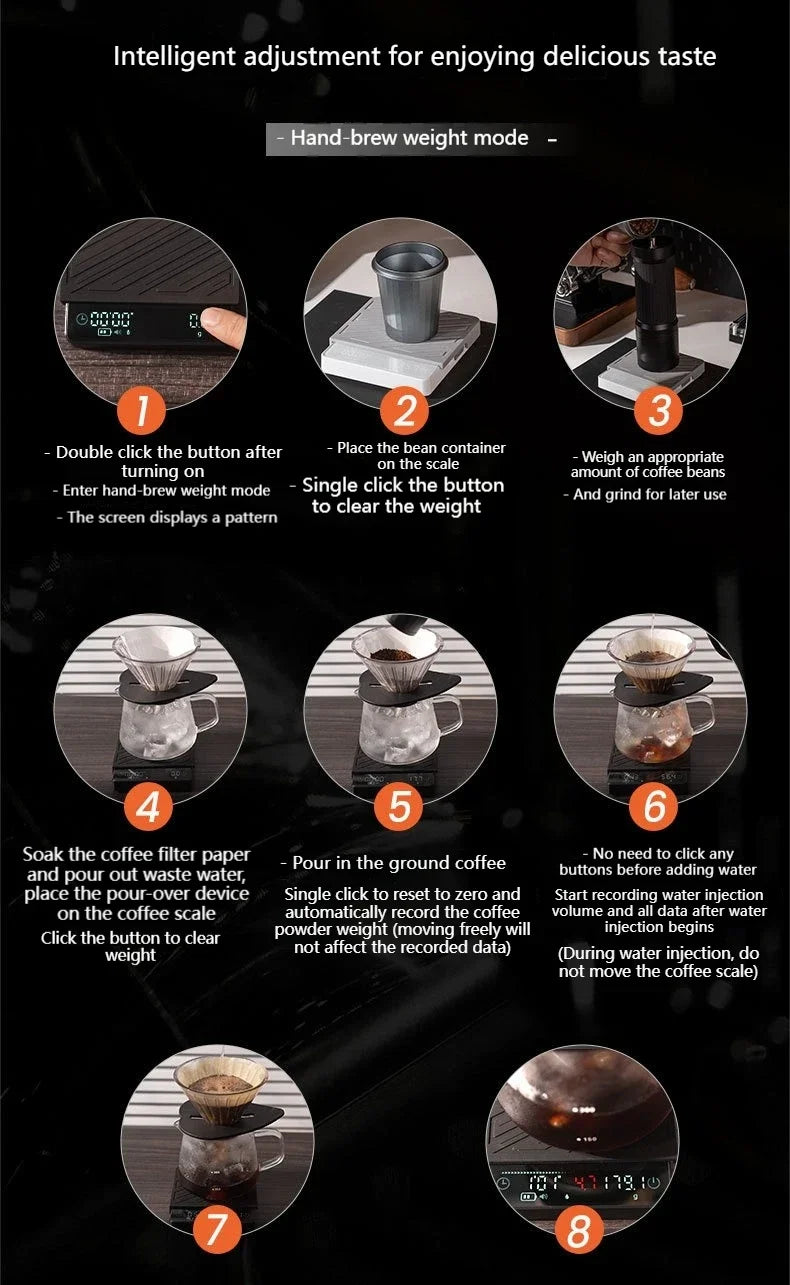Balance à café intelligente avec surveillance du débit, balance numérique pour espresso