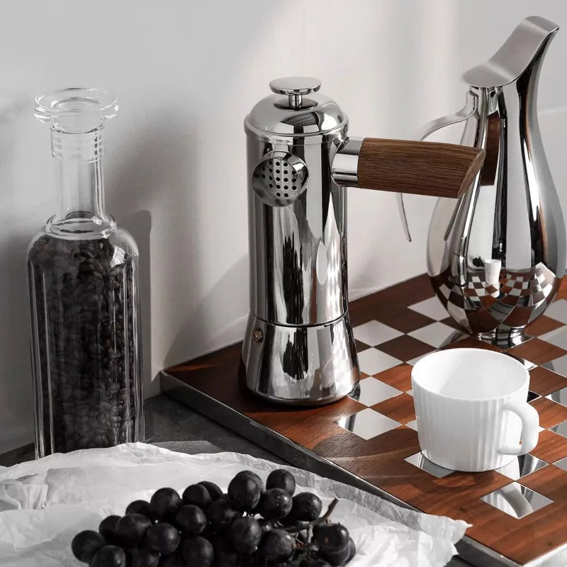Appareils électroménagers de luxe léger : Cafetière expresso domestique européenne en acier inoxydable