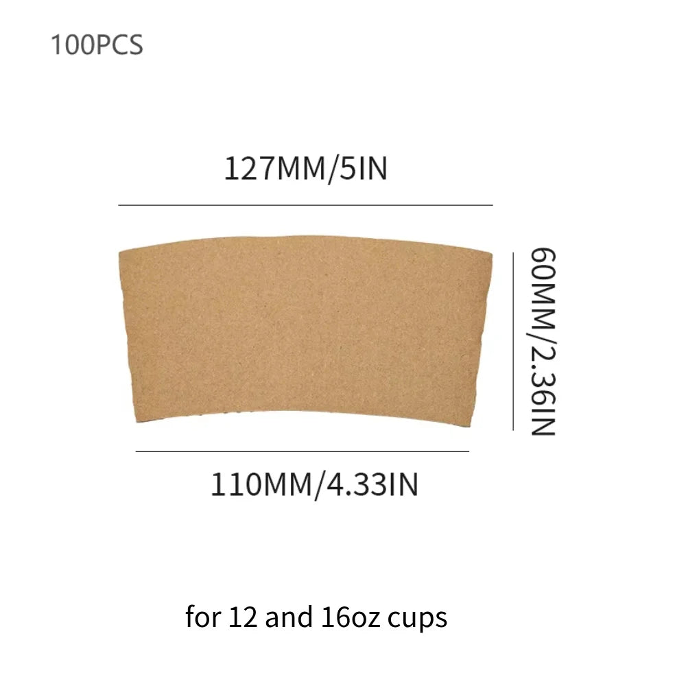 Manchons de tasses en papier ondulé marron, isolants thermiques pour tasses à café.
