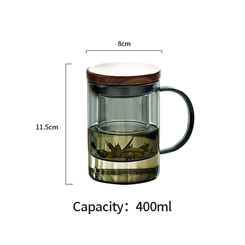 Tasse à thé en verre borosilicate résistant à la chaleur 400ml Gris Fumé HeY LiLac