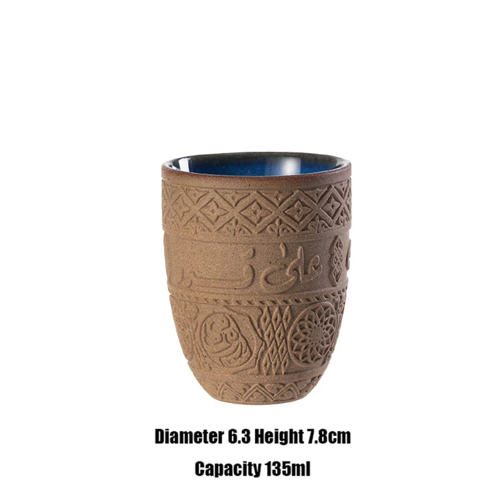Tasse à expresso en grès moyen-oriental, céramique rétro, luxe léger et simple