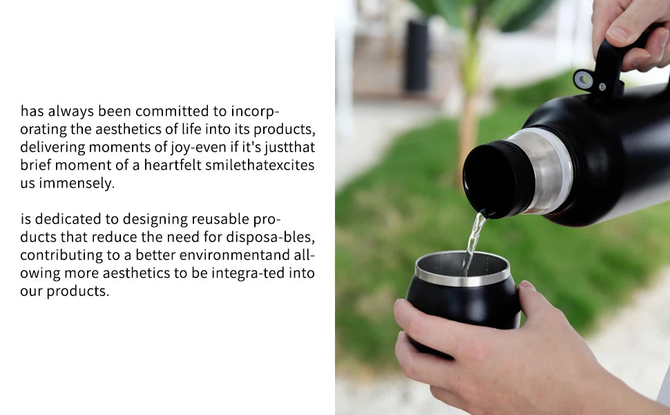 Bouteille isotherme de 1300 ml pour Yerba Maté, Tasse isotherme double paroi pour Yerba Maté