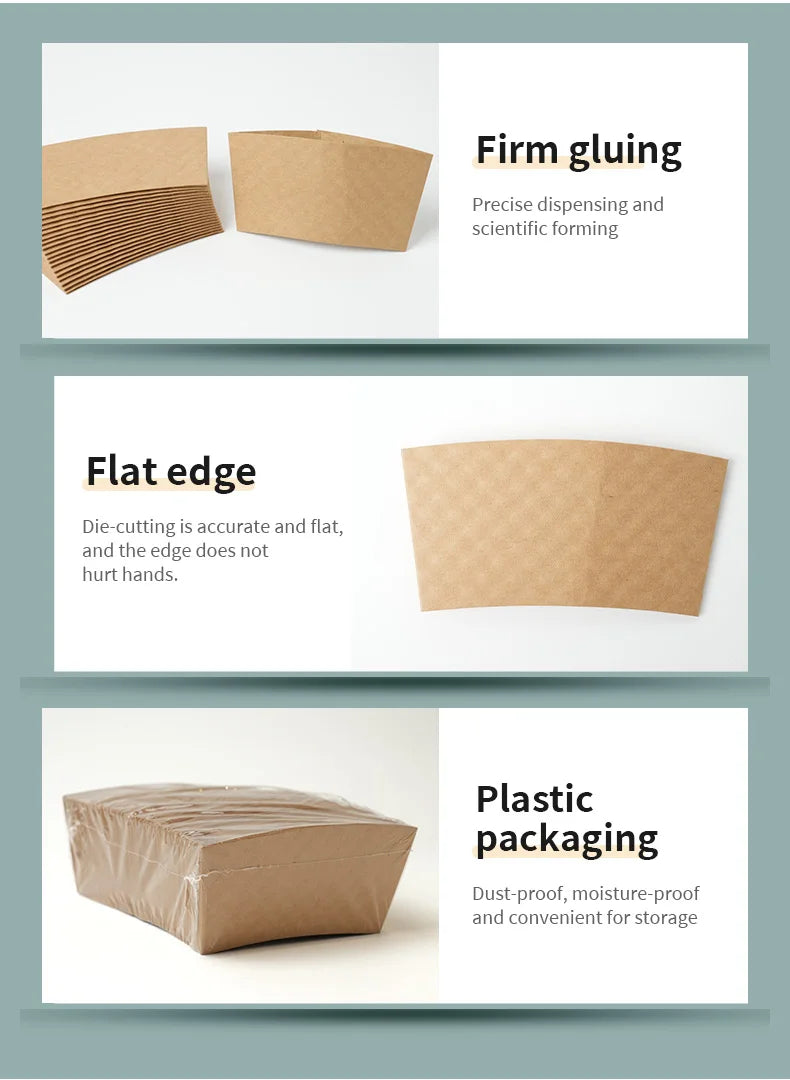 Manchons de tasses en papier ondulé marron, isolants thermiques pour tasses à café.