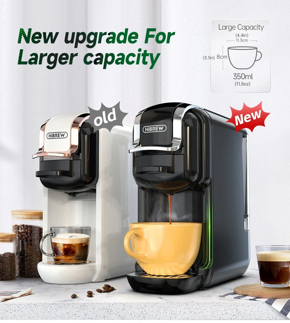 HiBREW 5 in 1 Multiple Coffee Machine Hot/Cold DG Cappuccino Nes Small ESE Pod Ground Coffee Cafeteria 20Bar H2B