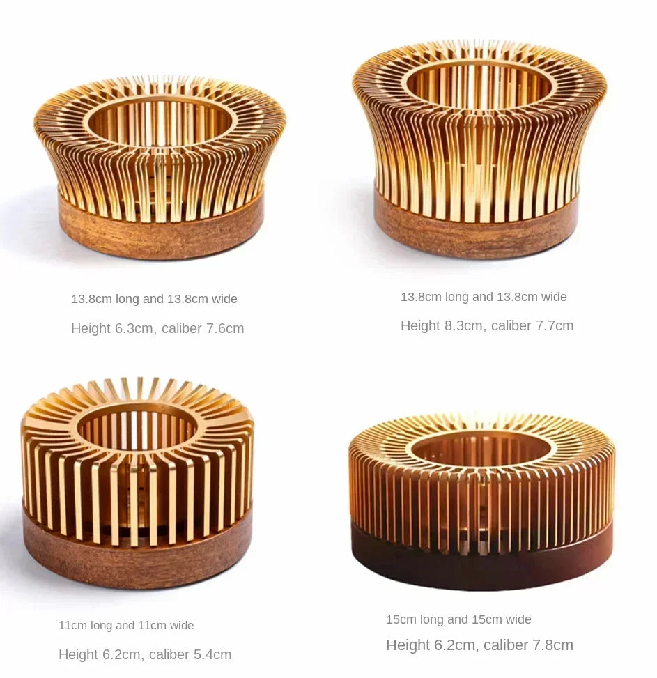 Chauffe-théière en alliage d'aluminium creux doré, chauffe-cafetière à bougie