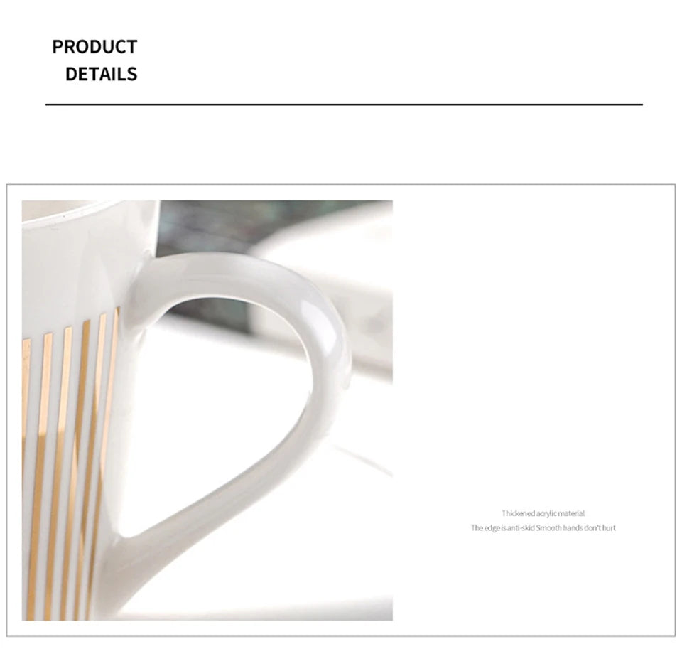 Ensemble tasse à café, soucoupe et plateau en céramique à reflet holographique mobile