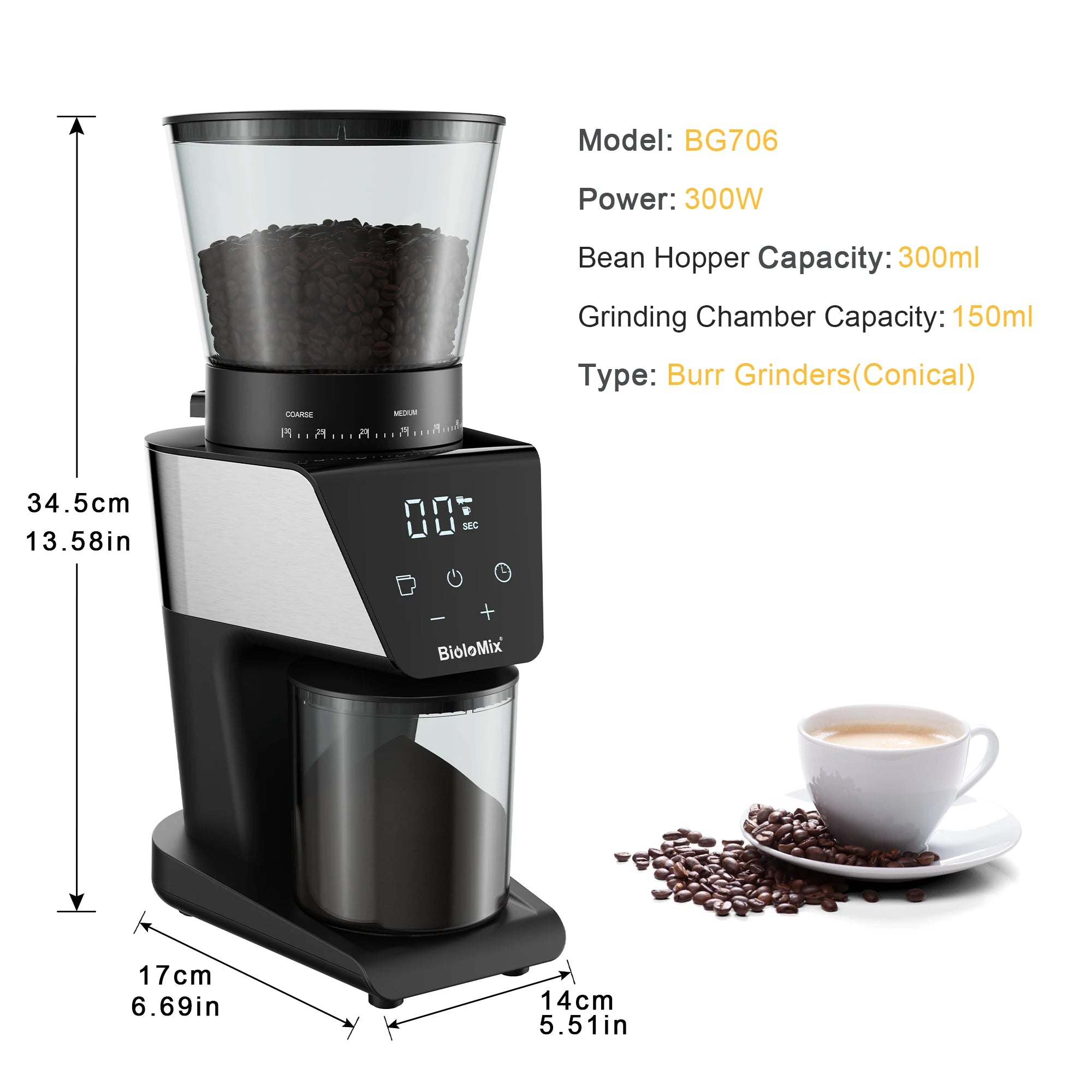 BioloMix Machine à café semi-automatique 20 bars avec buse vapeur pour le lait
