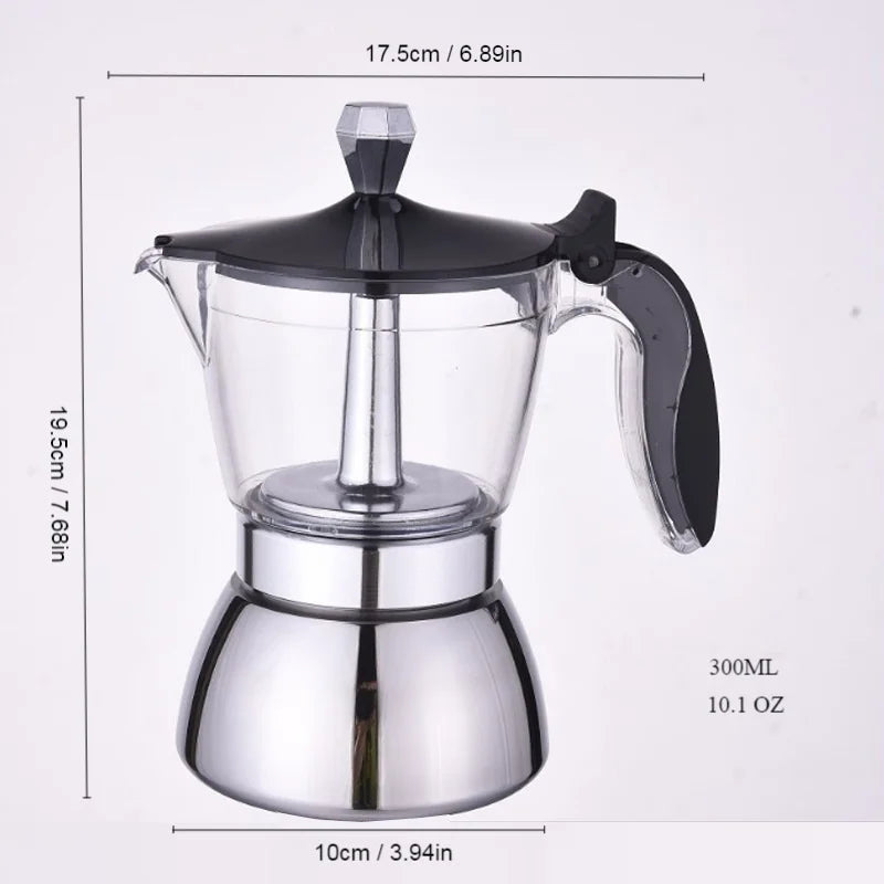 Cafetière Moka Classique en Acier Inoxydable, Cafetière Expresso 4/6 Tasses pour Cuisinière, Café Italien
