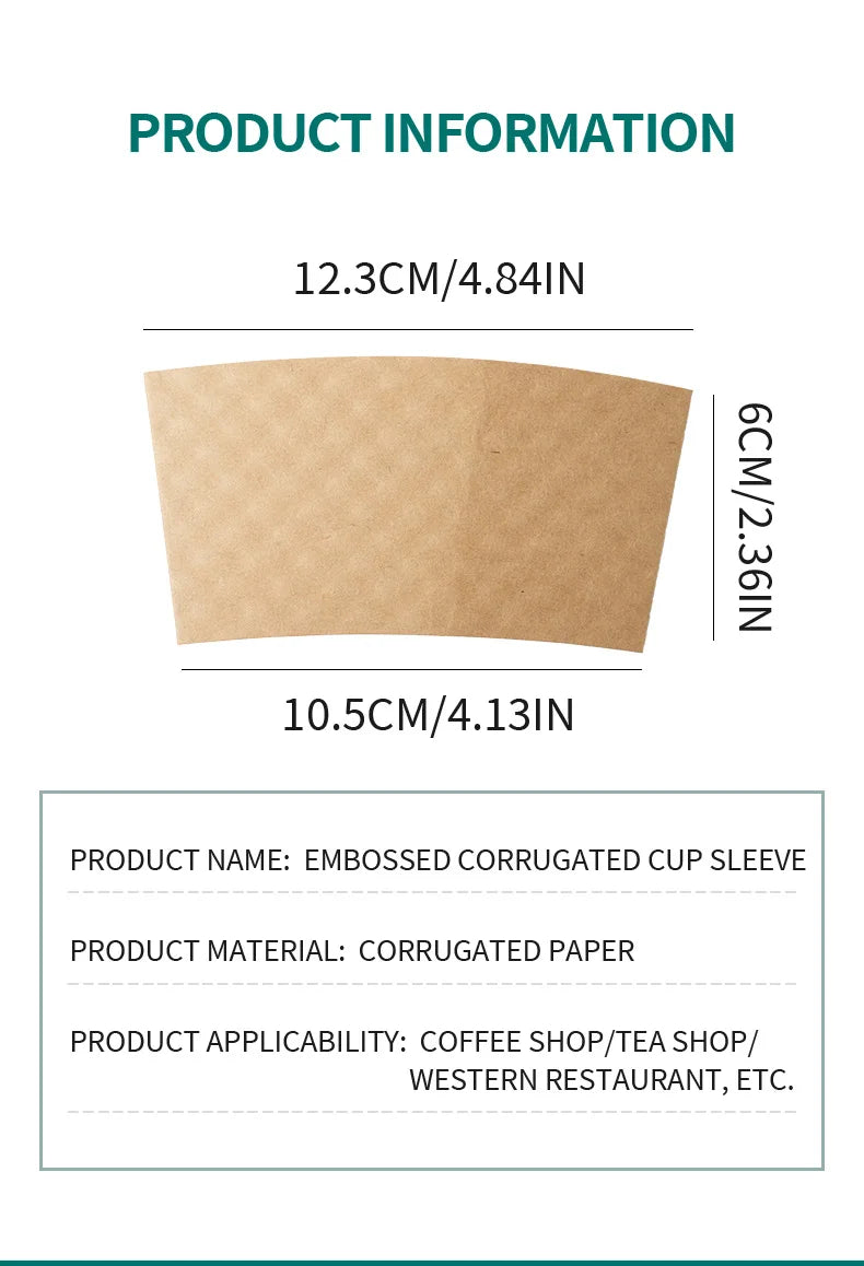 Manchons de tasses en papier ondulé marron, isolants thermiques pour tasses à café.