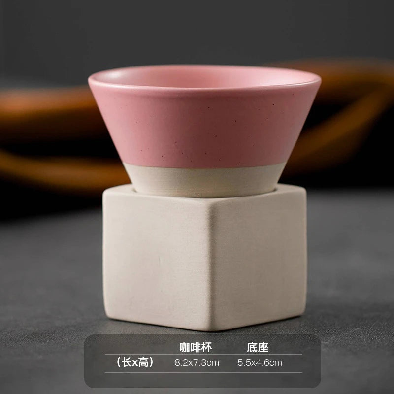Mug à café en céramique triangulaire rétro, style japonais, fait main