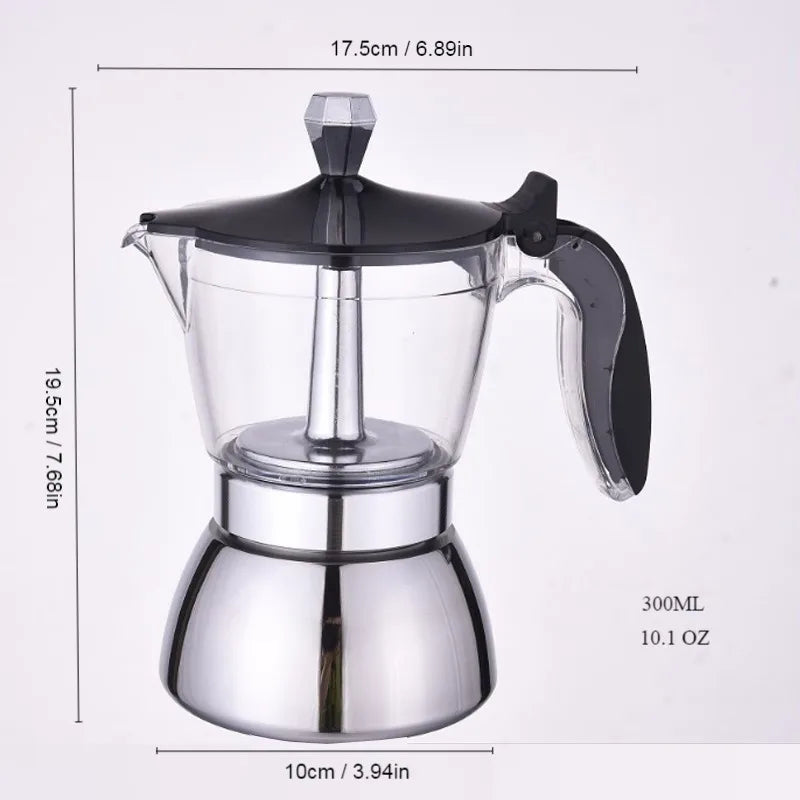 Cafetière Moka Classique en Acier Inoxydable, Cafetière Expresso 4/6 Tasses pour Cuisinière, Café Italien