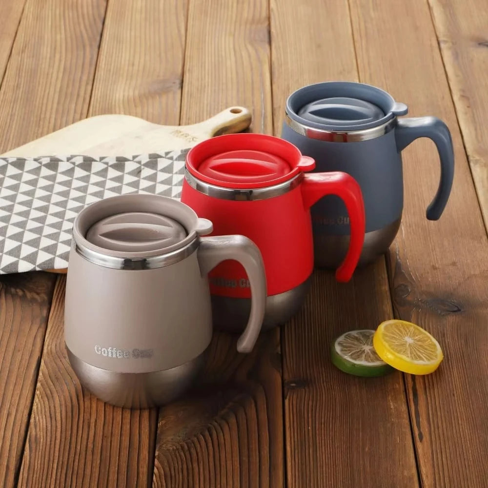 Tasse à café isotherme en acier inoxydable de 500 ml avec couvercle, double paroi sous vide