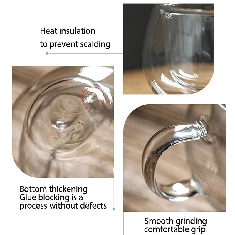 Tasse à café en verre à double paroi avec cuillère Ensemble de tasses à lait transparentes et résistantes à la chaleur