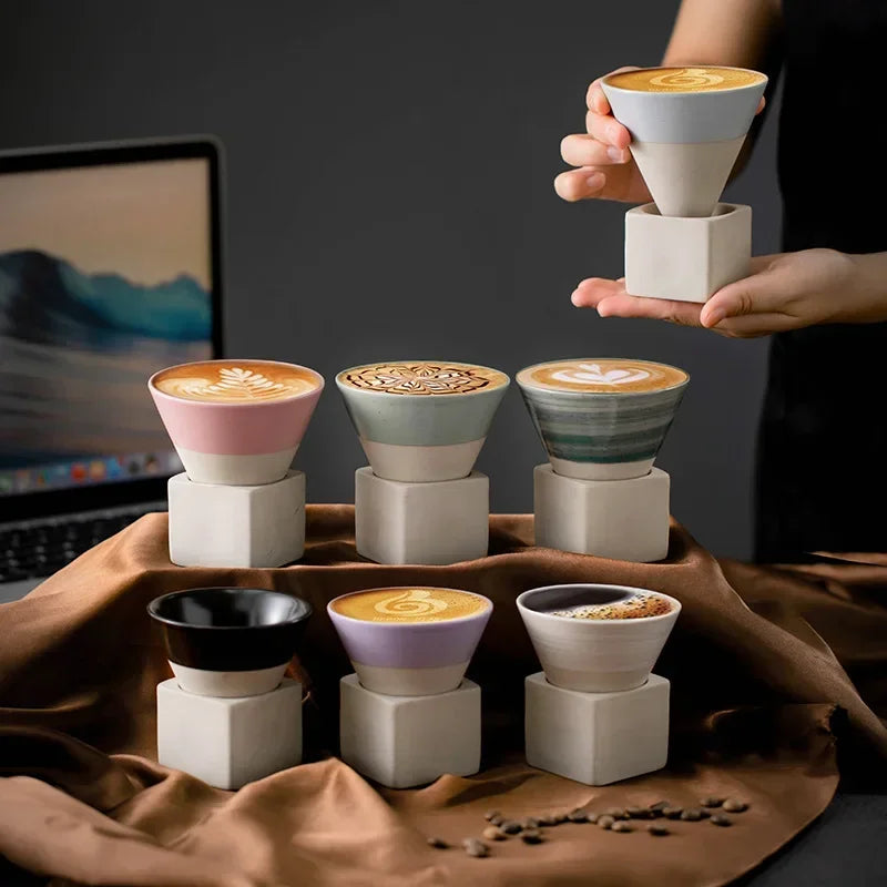 Mug à café en céramique triangulaire rétro, style japonais, fait main
