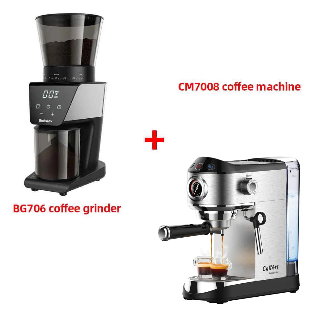 BioloMix Machine à café semi-automatique 20 bars avec buse vapeur pour le lait