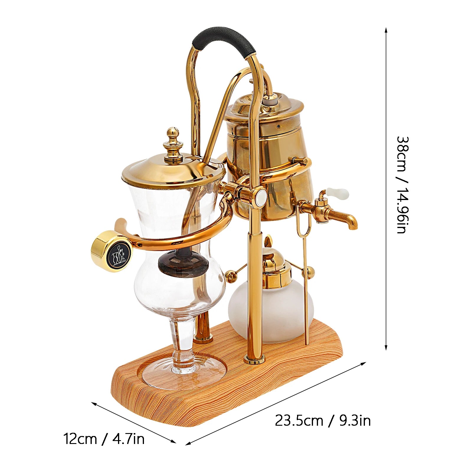 Cafetière à siphon Balance, couleur or, cafetière vintage avec tasse à mesurer
