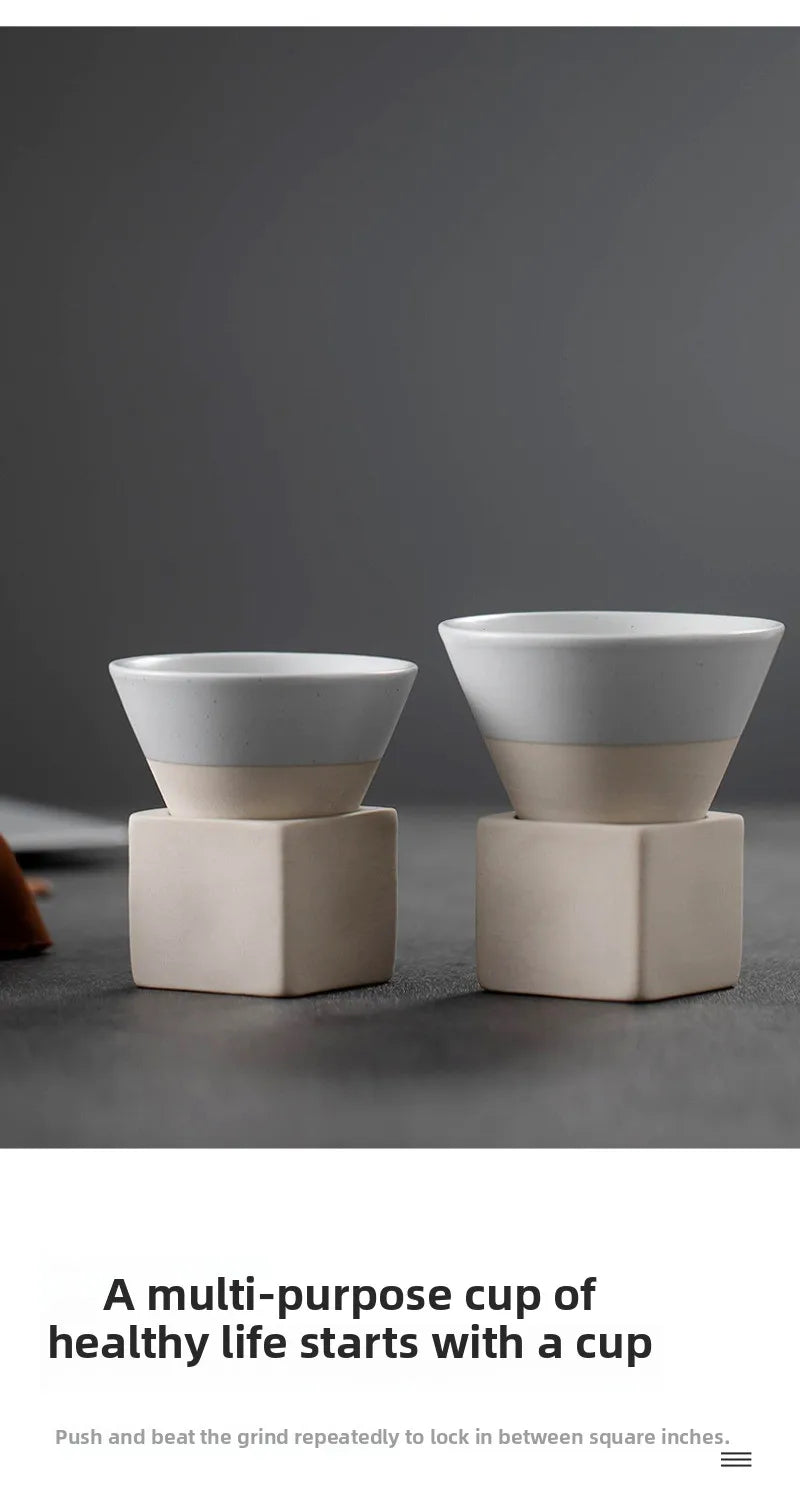 Mug à café en céramique triangulaire rétro, style japonais, fait main