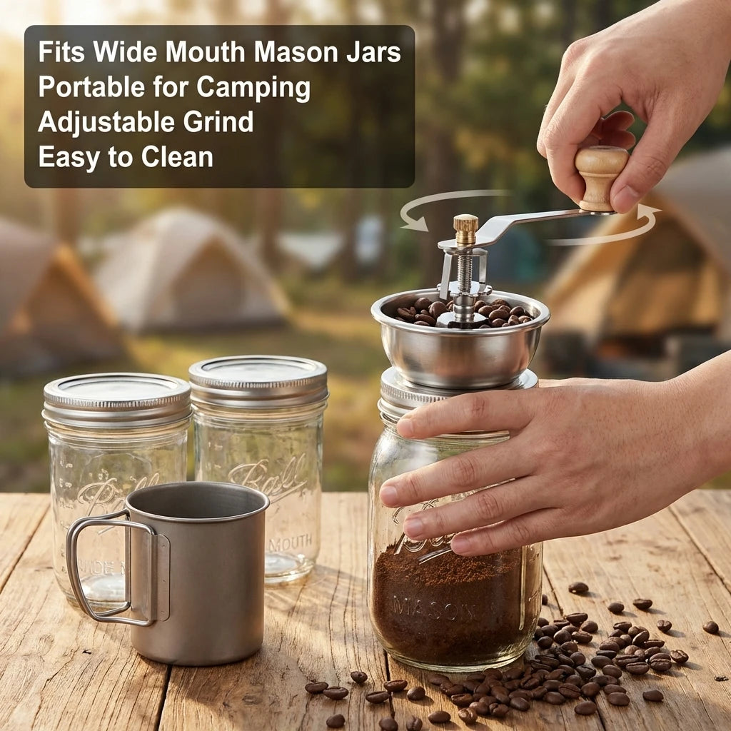 Moulin à café en acier inoxydable Moulin à café couvercle détachable Grain de café manuel
